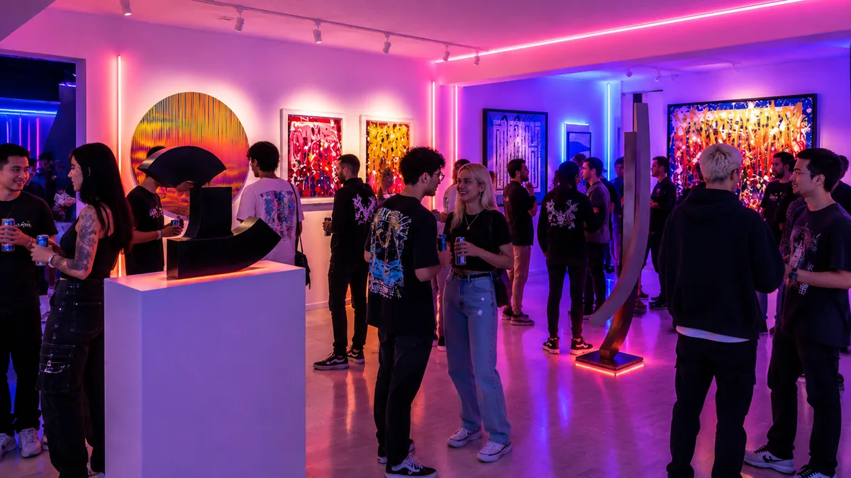 Guests mingling at the Blade Games blockchain gaming reception during EthCC Brussels