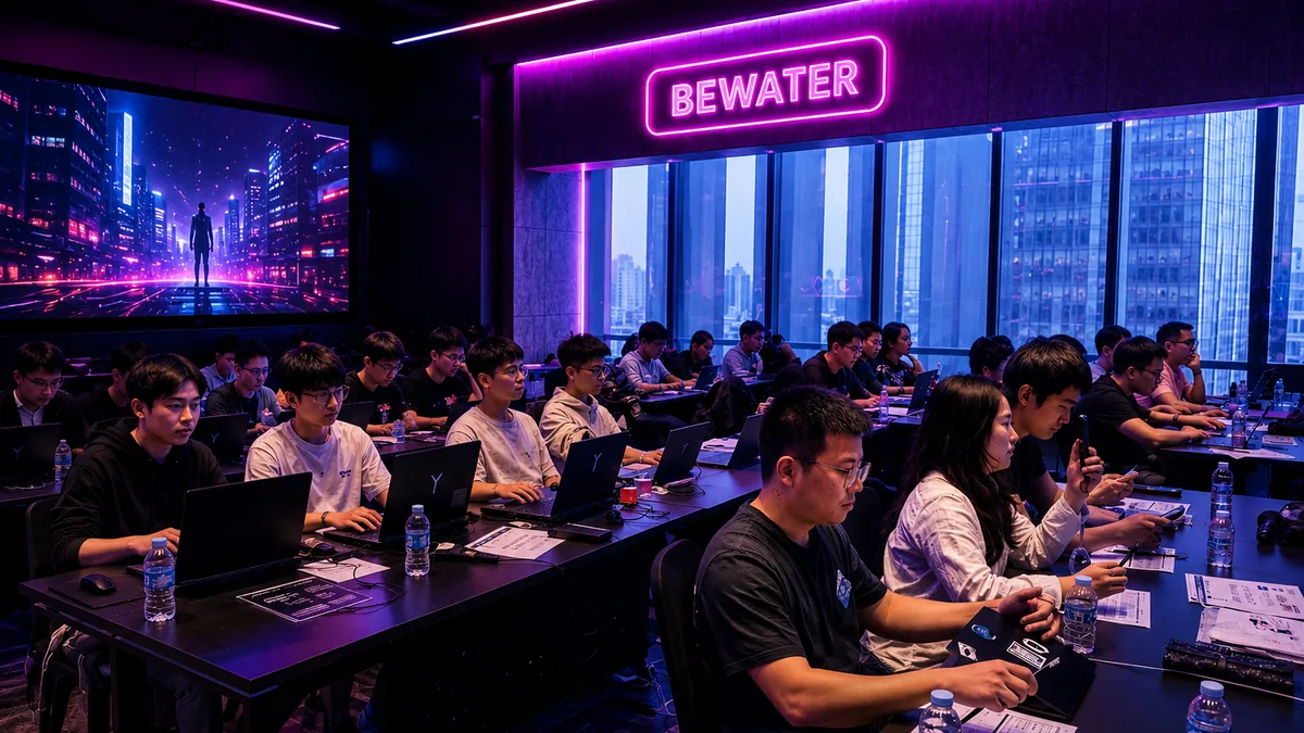 Developers coding at the MEME.ZKWASM gaming hackathon by Delphinus Lab and BeWater, Bangkok