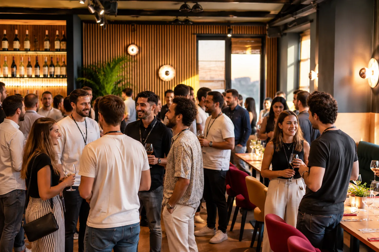 Guests networking at Frontier's MEVday satellite conference during EthCC, produced by CH3 Agency