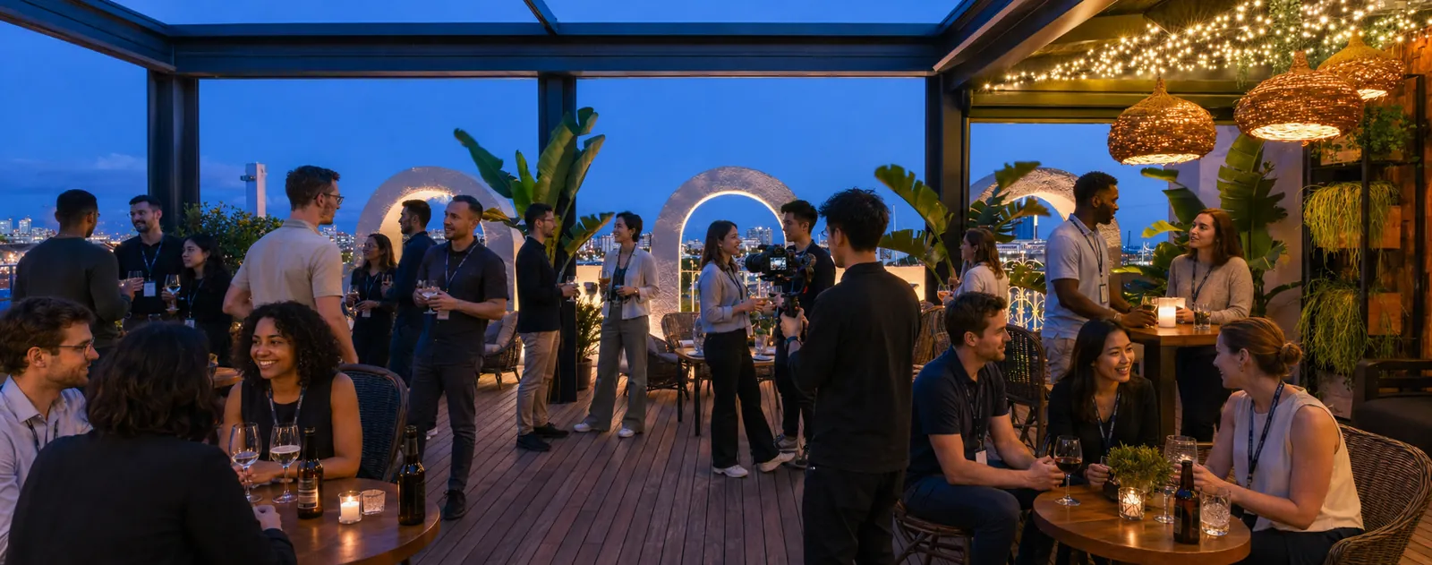 PressEnter Partners rooftop event at Serras Barcelona during SBC Summit week produced by CH3 Agency