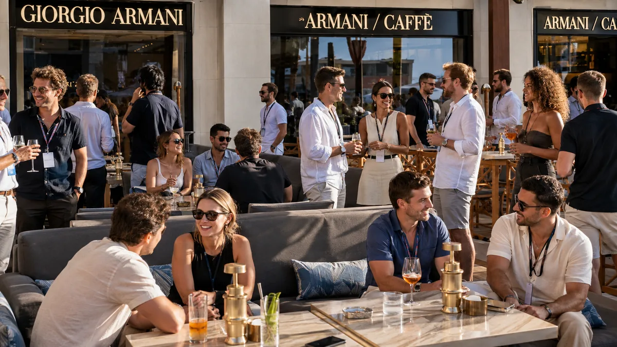 Private lunch for 60 guests at Armani Caffe on the Cannes Croisette, produced by CH3 Agency