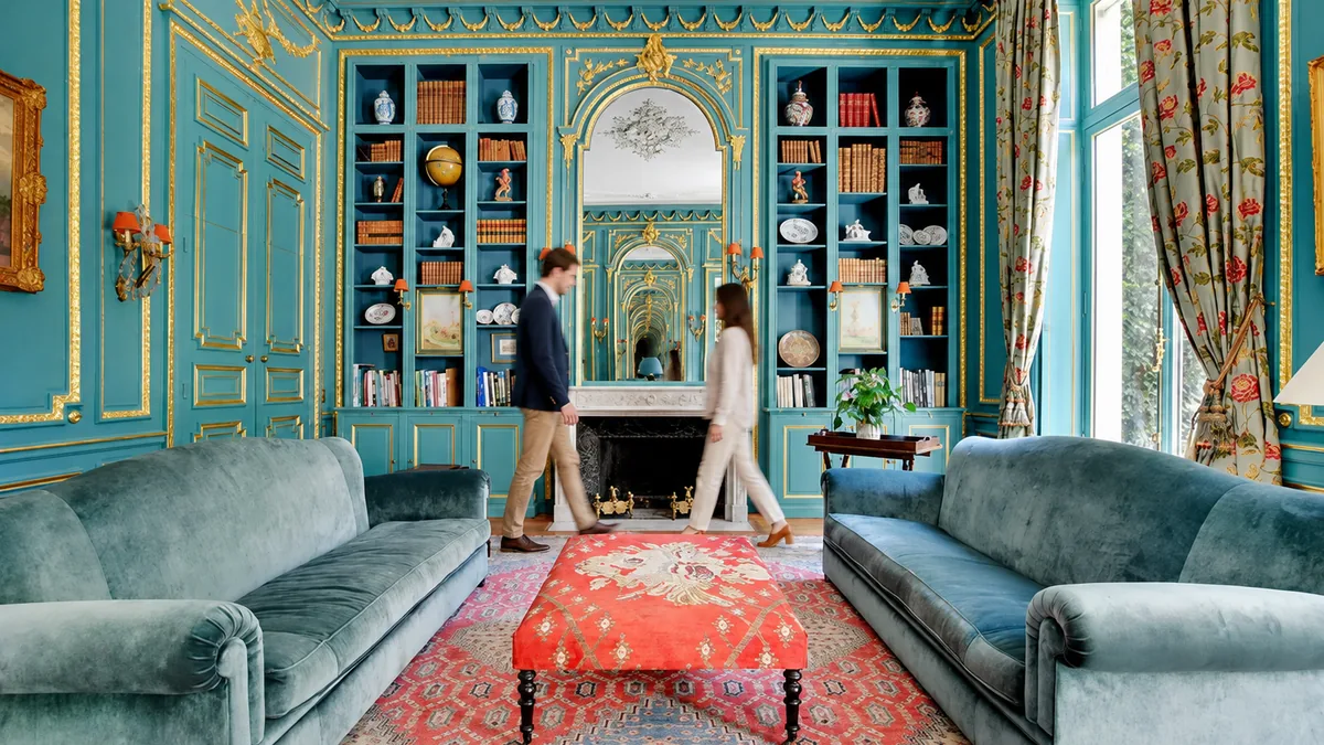 A panelled salon at the Hotel de Montgascon, Paris 7th