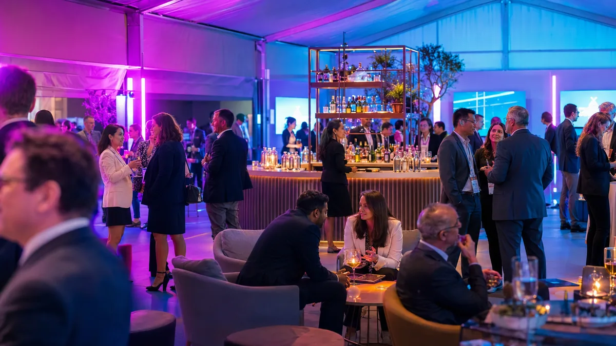 Corporate reception for Jus Mundi in Mexico City, produced by CH3 Agency — illustrative image, not a photograph of the event