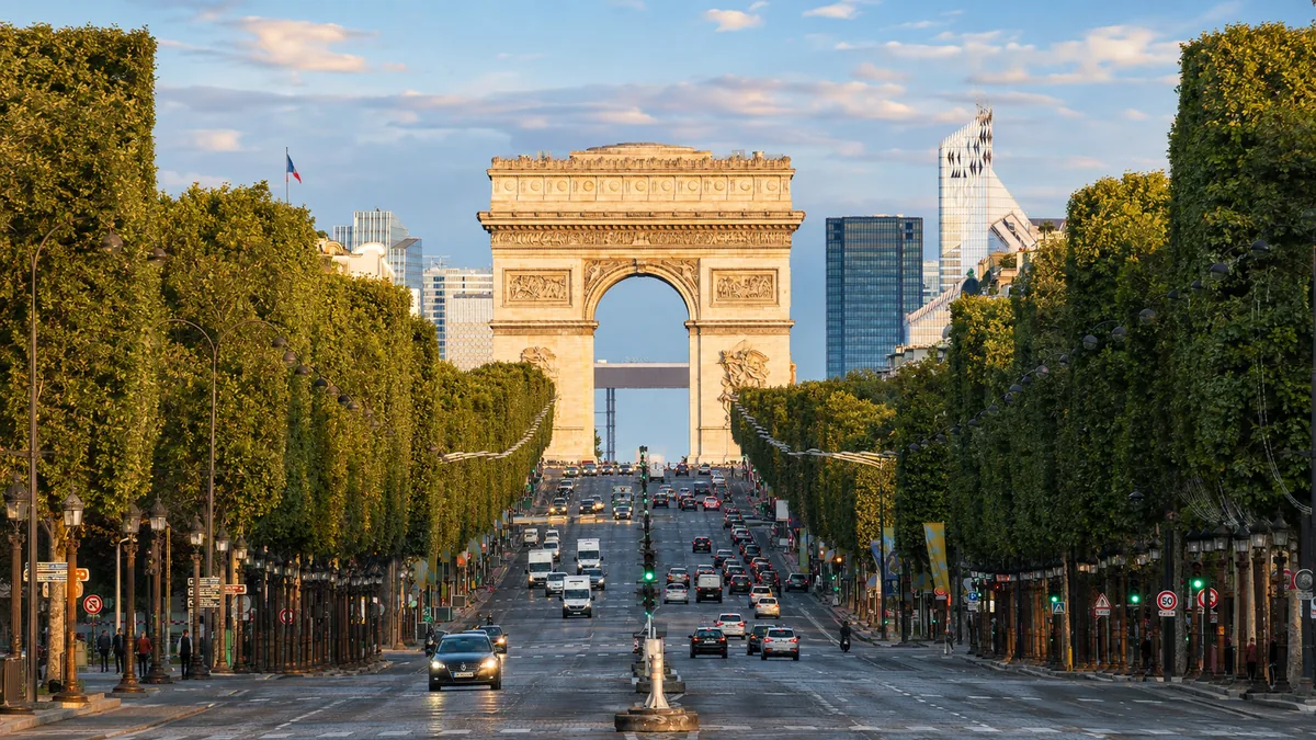 The Arc de Triomphe down the Avenue des Champs-Élysées, Paris 8th