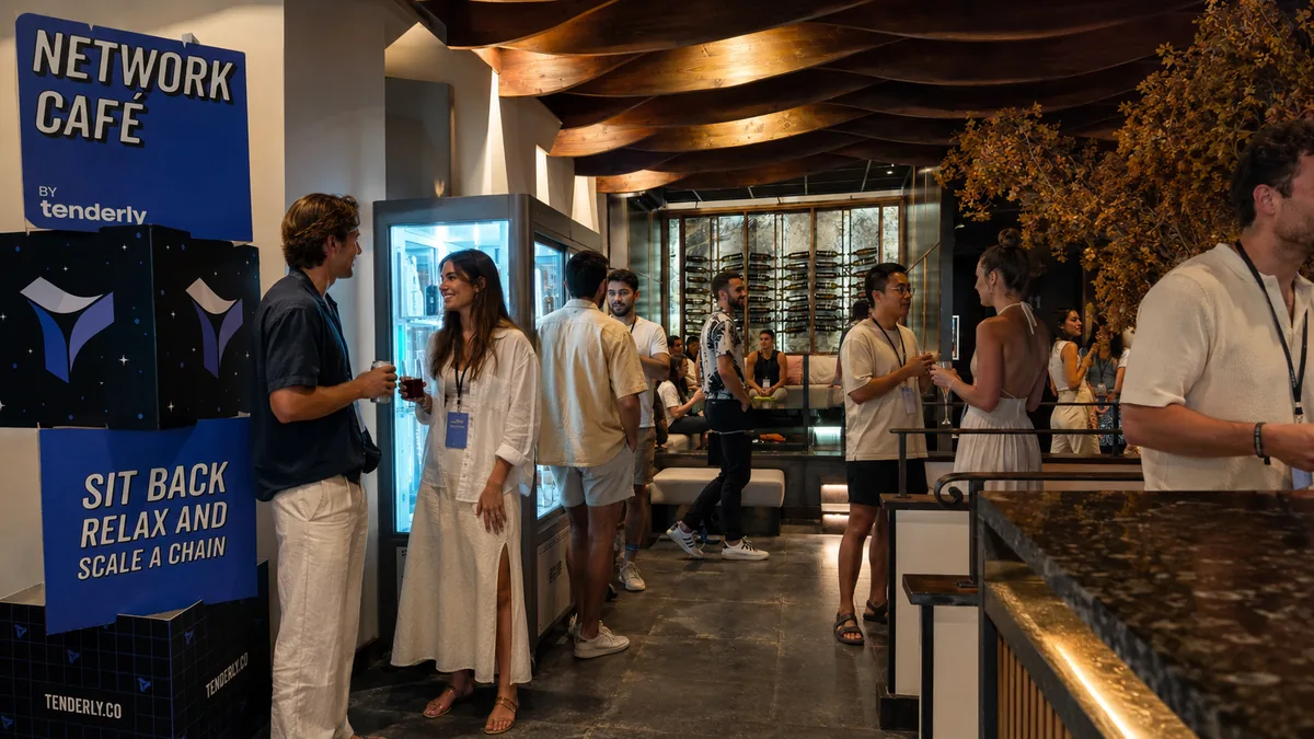 Network Cafe by Tenderly, a branded developer pop-up at Love Cafe in Cannes, produced by CH3 Agency
