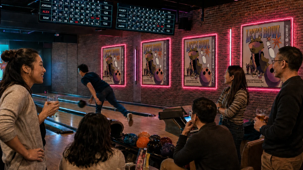 Auros Liquidity Lanes networking event at Lucky Strike Denver, produced by CH3 Agency