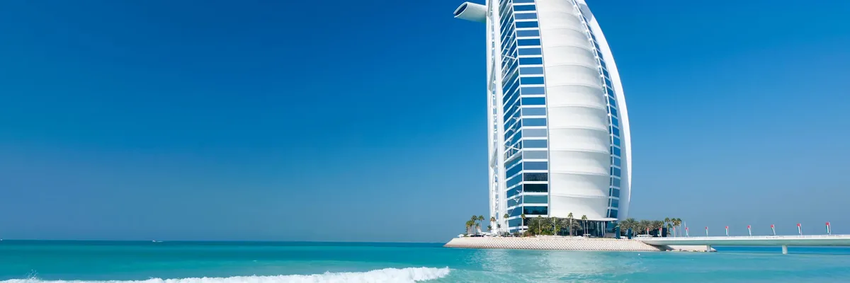 Burj Al Arab above Jumeirah Beach, Dubai, United Arab Emirates