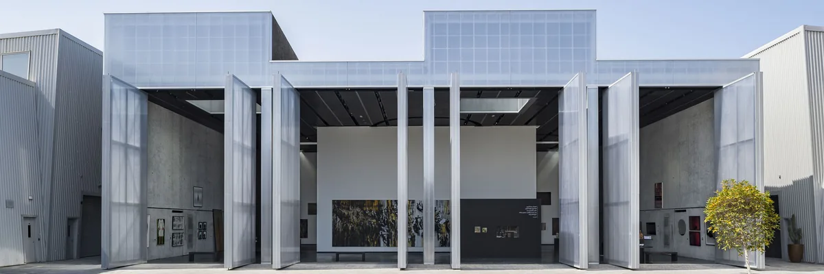 CONCRETE event hall with open façade panels, Alserkal Avenue, Al Quoz, Dubai, United Arab Emirates