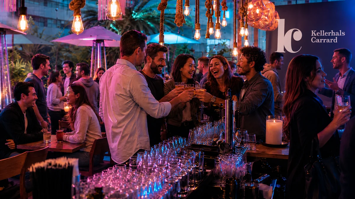 Rooftop cocktail party for Kellerhals Carrard in Mexico City, produced by CH3 Agency