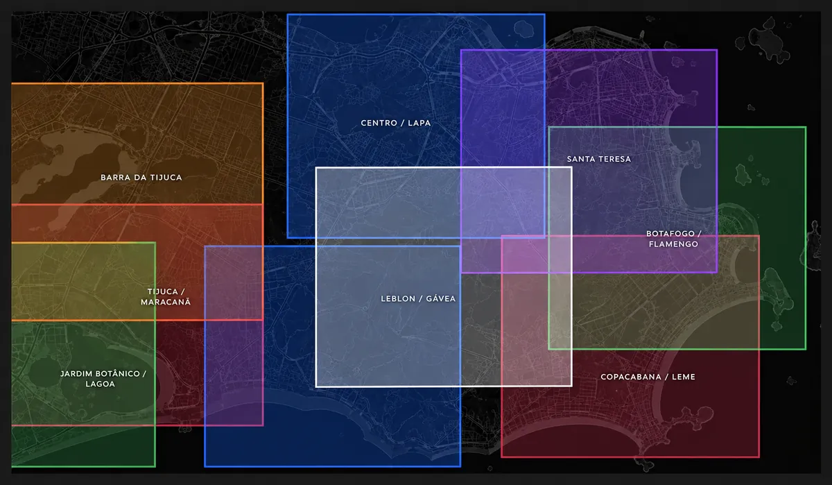 Map of the Rio de Janeiro event districts