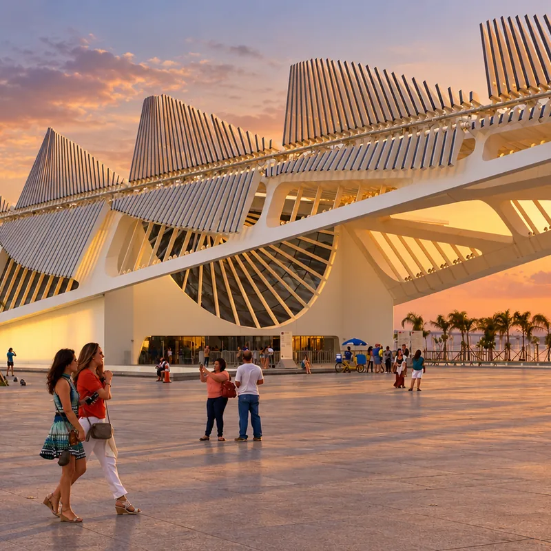 Museu do Amanhã on Praça Mauá at sunset in Porto Maravilha, Rio de Janeiro, Brazil