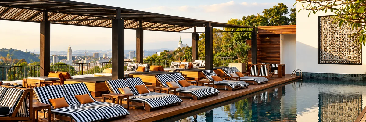 Rooftop pool deck at Santa Teresa Hotel MGallery, Rio de Janeiro, Brazil