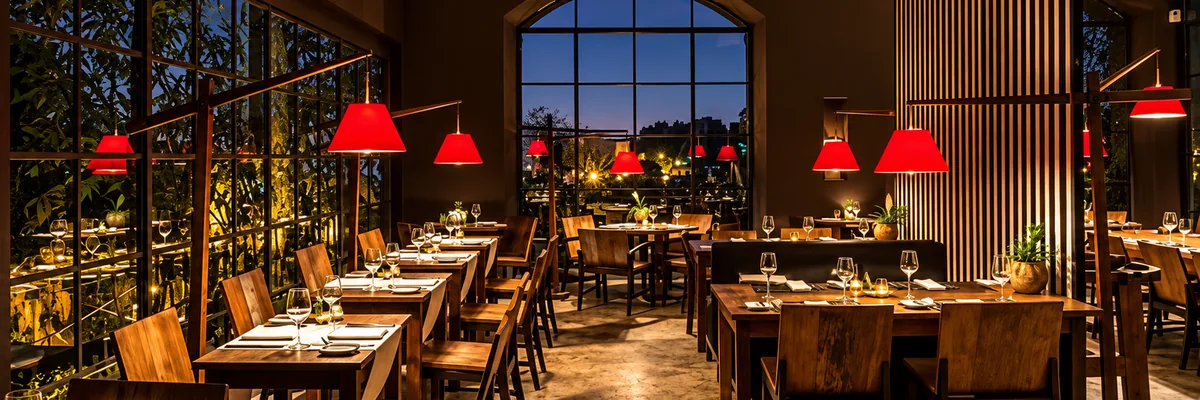 Evening dining room at Térèze, Santa Teresa, Rio de Janeiro, Brazil